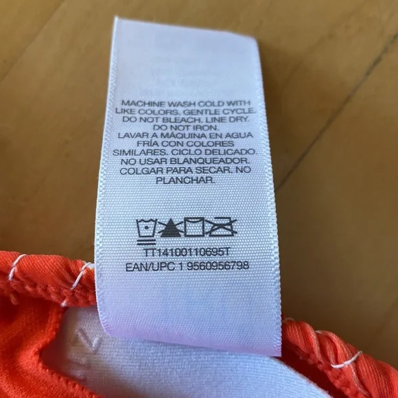 Time & Tru- Coral / Orange & White Flower 🌸 Design / Pattern Bikini  Top - Picture 4 of 7